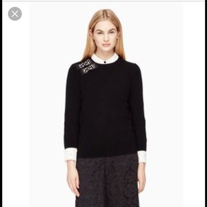 kate spade embellished 3/4 length sleeve sweater